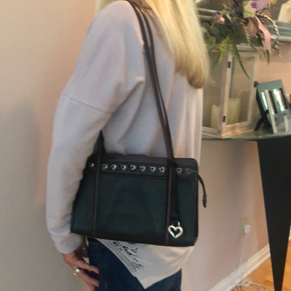 Brighton gorgeous black an brown bag good used condition